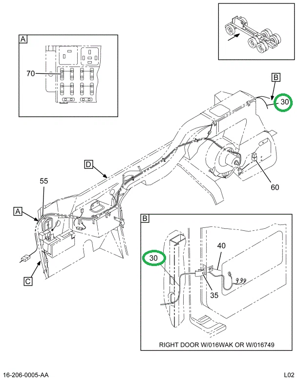 2028787C94 HARNESS WINDOW REG RH W/MIRS