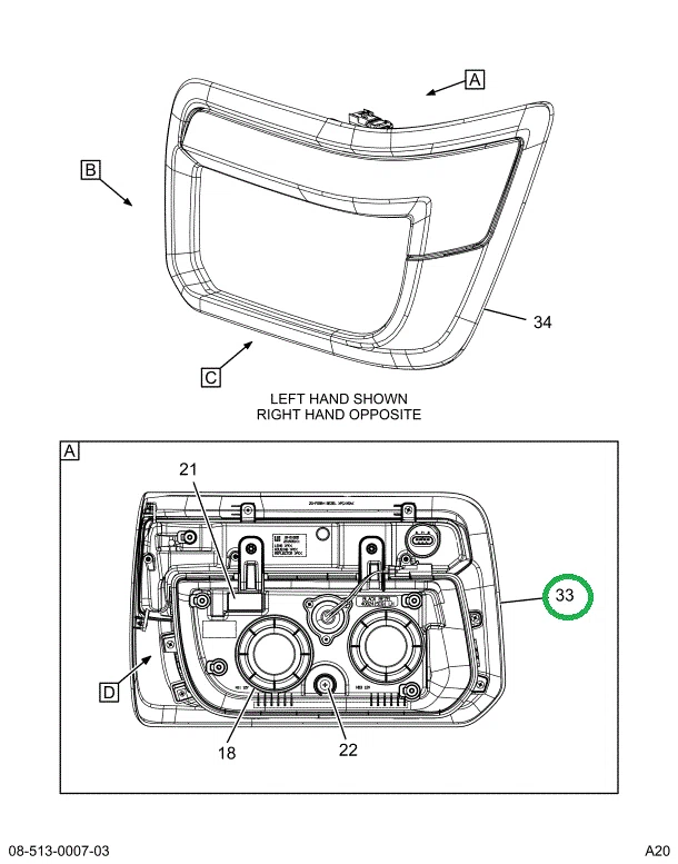 2515350C1 Bezel, Outer, Black Right Hand